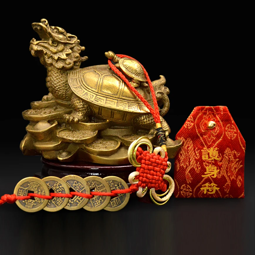 Čína fengshui mosadz dragon korytnačka Korytnačka bohatstvo, šťastie, socha Kovové remesiel Domáce dekorácie, darčekové kovové remeselné