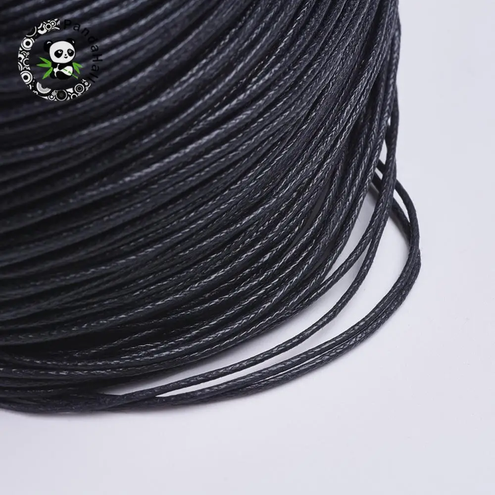 Čínska Bavlna Vosk Kábel, Čierny, 1mm, asi 400 m/zväzok