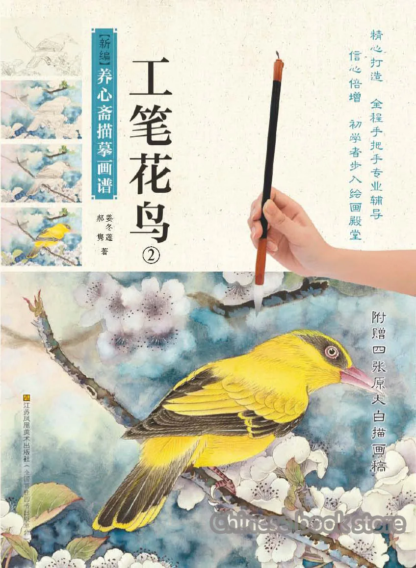 Čínske tradičné sfarbenie atrament maľovanie kniha pre začiatočníkov kopírovať Čínsky gongbi učebnice kvet, vták kreslenie obrazov
