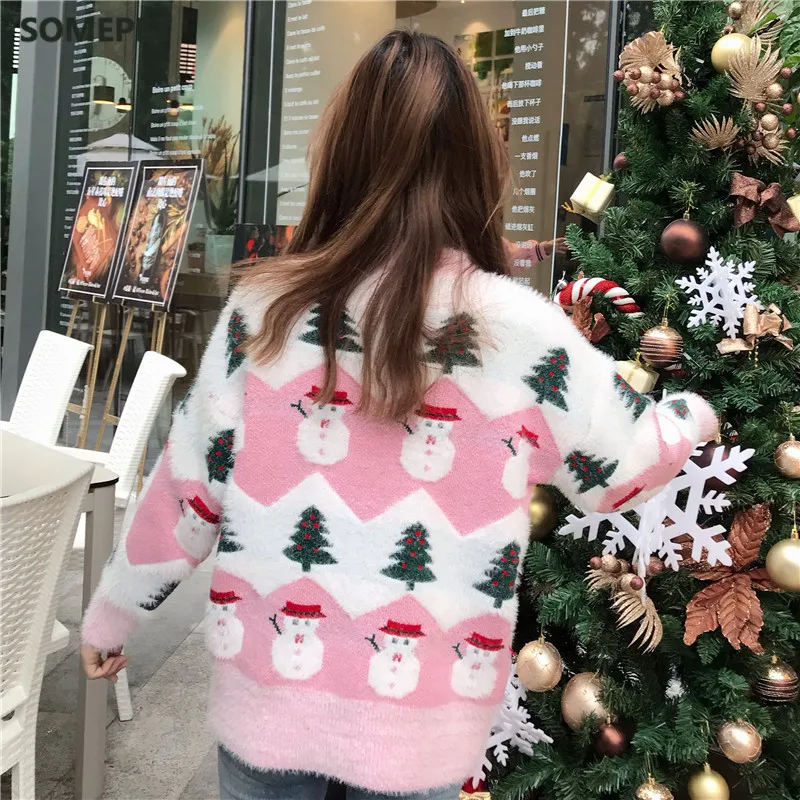 Škaredé Vianoce Sveter jesenné a zimné nové módne zahusťovanie hippocampus Vianočné snehuliak sveter sveter kabát žena