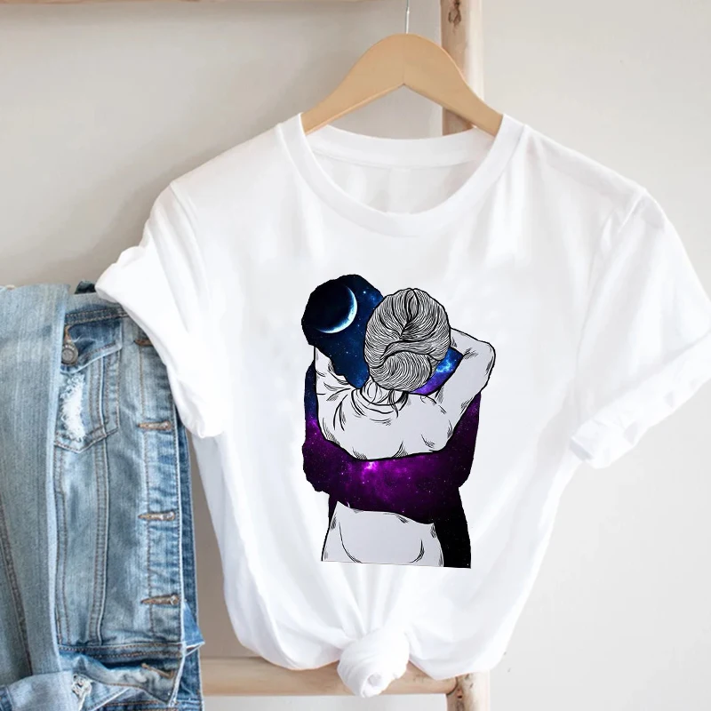 Ženy Bežné Priestor Láska Tlač Roztomilý Štýl Trend Dámy Kawaii 90. rokov Módne Oblečenie Tlač Tričko Ženský Čaj Top Grafické T-shirt