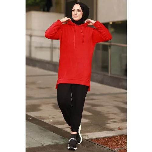 Ženy Fleece Mikiny Tunika Červená Čierna Športové Nosenie Pulóver Islamské Oblečenie Žien, Mikiny 2021 Jeseň Zima Plus Viac Veľkosť
