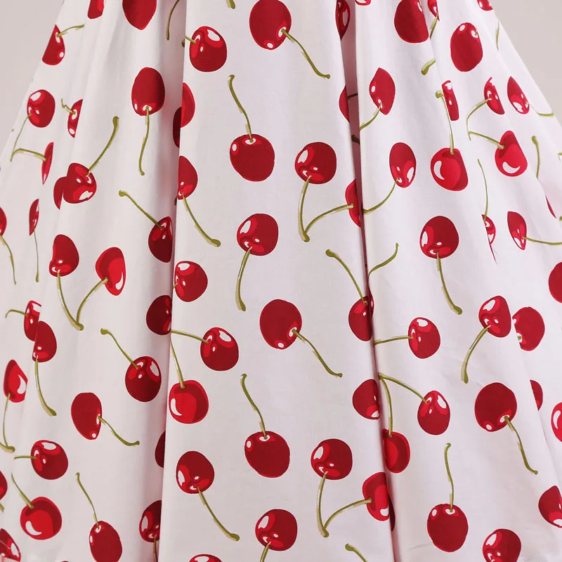 Ženy Red Cherry Party Šaty Vintage 50. Rockabilly Hepburn Šaty 2020 Elegantný Leto bez Ramienok Swing Retro Halter Pin Up Šaty