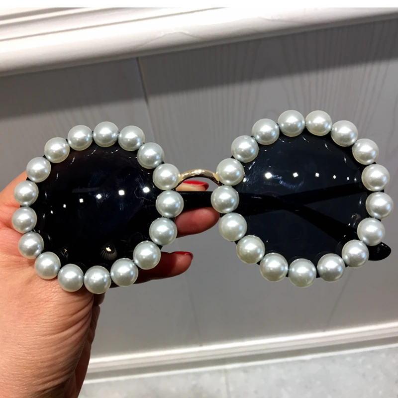 Ženy Slnečné Okuliare Luxusný Pearl Vintage Značky Dizajnér Okrúhle Slnečné Okuliare Módne Odtiene Oculos Feminino
