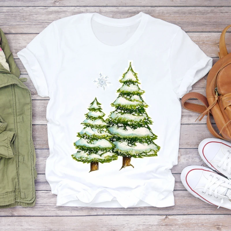 Ženy Vianočné Oblečenie Snehu Strom Zimné Sezóny 90. rokoch Nový Rok Tlače Lady T-shirts Top Tričko Dámske Grafické Ženský Čaj T-Shirt