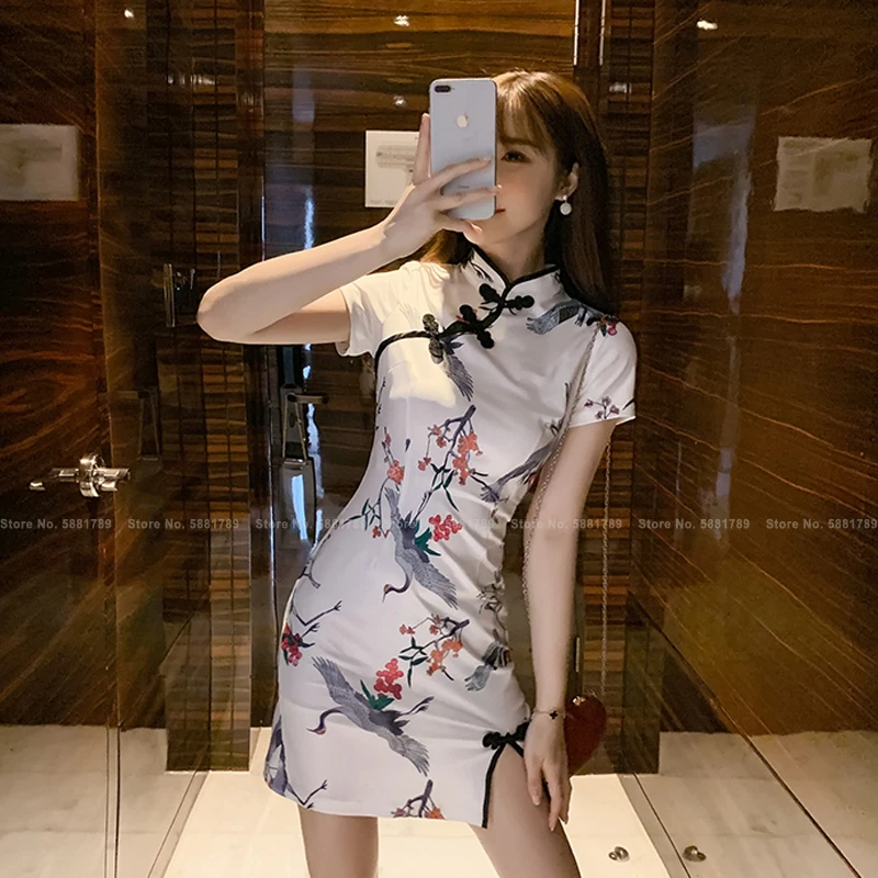 Ženy Vytlačené Retro Svadobné Party Večerné Šaty Čínskej Tradičnej Elegantné Cheongsam Kórejský Štýl Bodycon Sukne Klub Slim Qipao