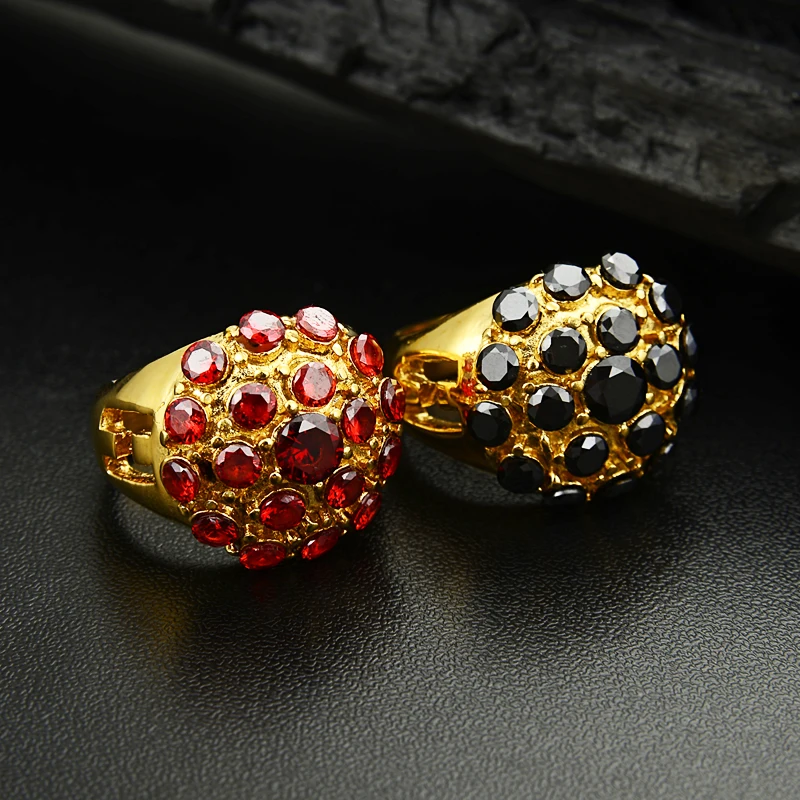 Ženy Zásnubné Prstene Módne Červená/Čierna Zirkón Krúžok pre Ženy Nehrdzavejúcej Ocele Zlaté Snubné Prstene, Šperky