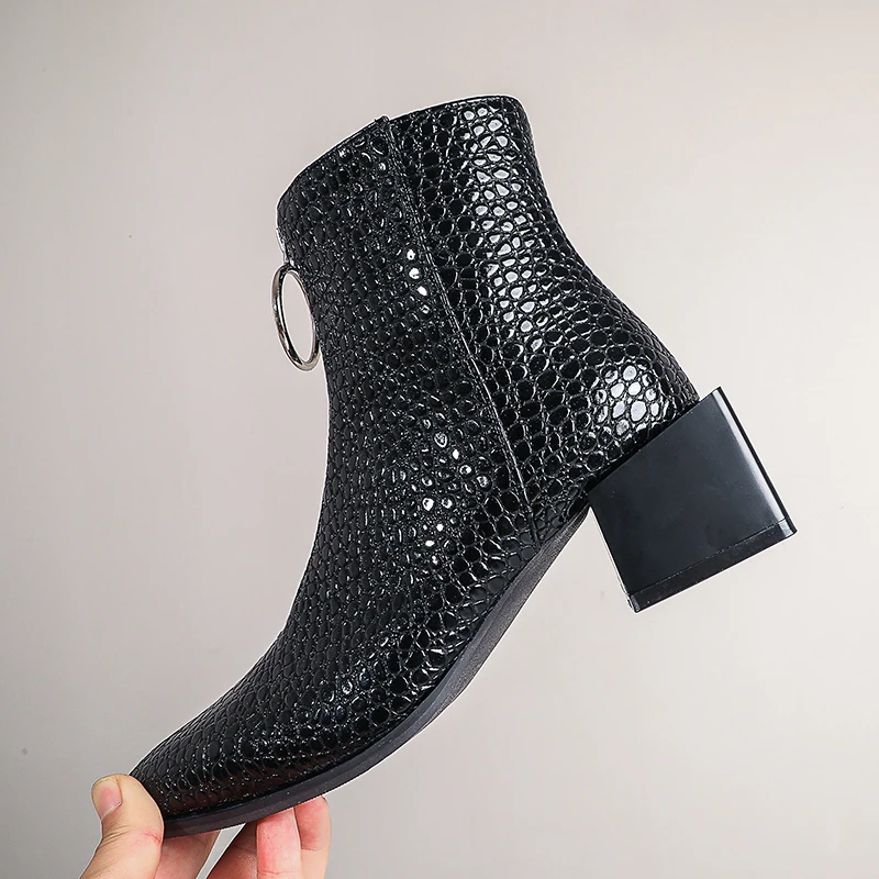 Ženy členková obuv plus veľkosť 22-28 cm dĺžka jeseň a v zime plyšové Plastický serpentíny kameň vzor topánky pre ženy, 4 farby
