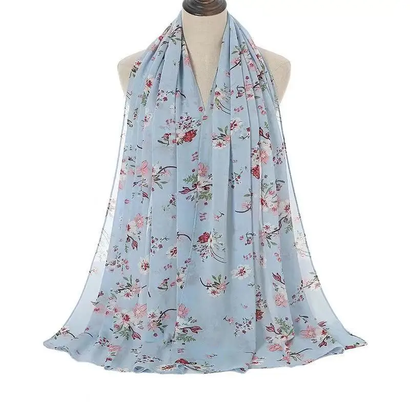 Ženy Šifón Šatku Módne Kvetina Tlače Hlavy Šatky Lady Luxusné Značky Šály, Šátek Foulard Satin Hidžáb Malajzia hidžáb 180*70 cm
