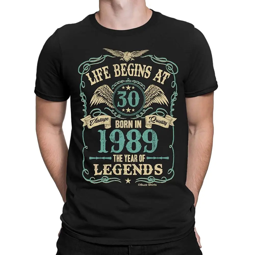 Život sa Začína po 30 Mens T-Shirt Narodil sa V roku 1989 Rok Legendy 30. Narodeninám Nové Letné Hip Hop, Rock Mužov, T Košele