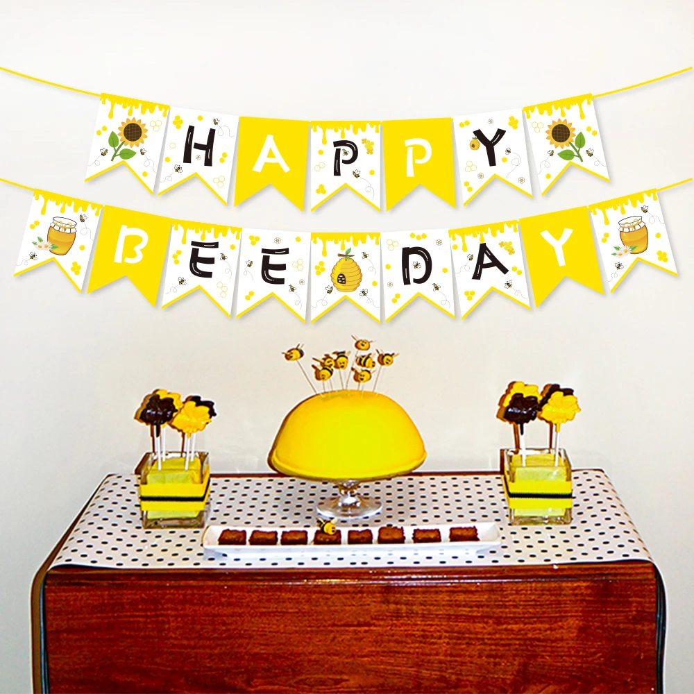 Žltá Honey Bee Tému Narodeninovej Party Dekorácie, Detské Sprcha Deti Strany Láskavosti Slnečnice Zavesenie Zástavy Strana Dodávky