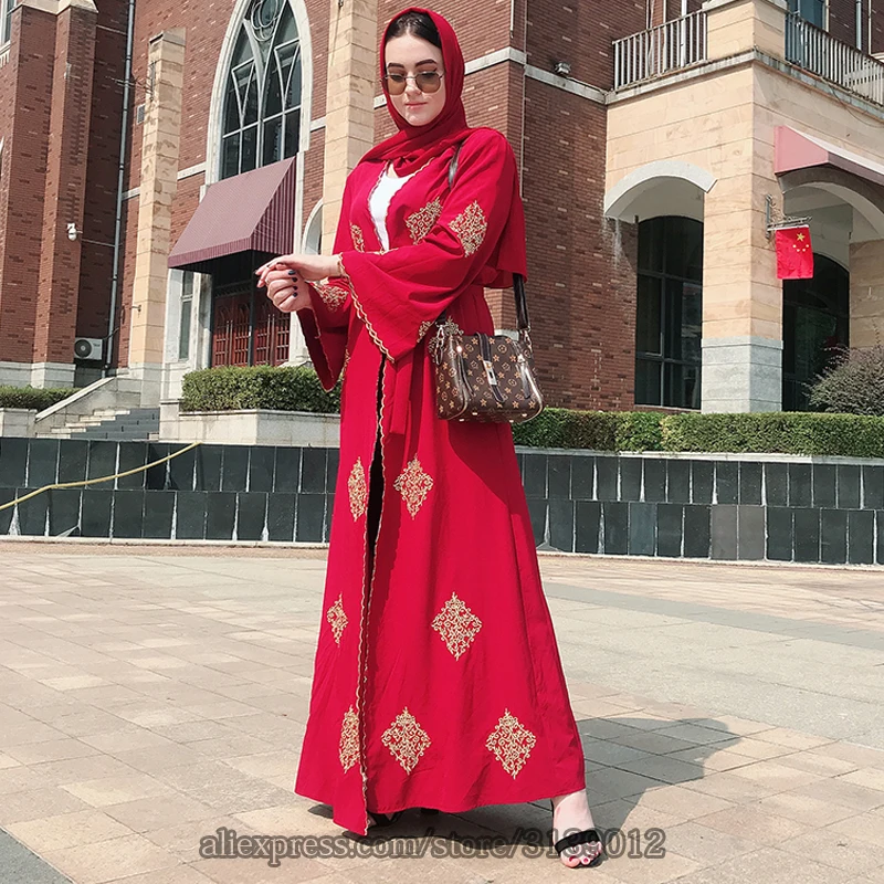 Župan Dubaj Otvoriť Abaya Kimono Moslimských Hidžáb Oblečenie Kaftan Abayas Islamské Oblečenie Pre Ženy Kabát Kaftane Marocain Kleding Djellaba