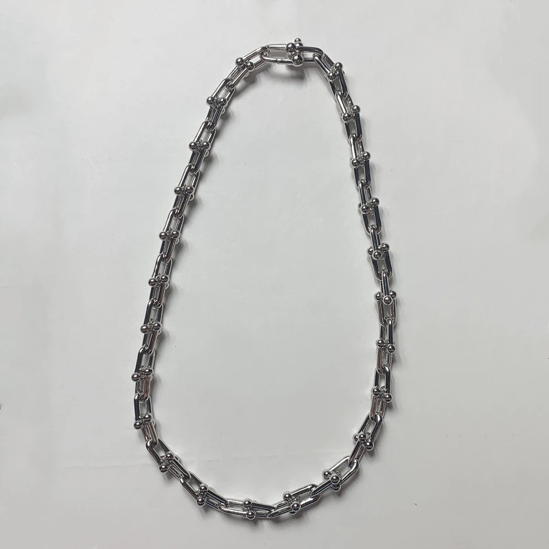 1:1 925 sterling silver náhrdelník, klasické módne vysokej kvality U-tvarované náhrdelník reťaz, originálne logo dámske šperky darček