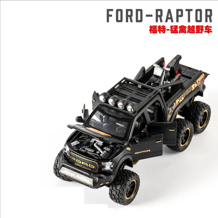 1: 28 simulácia Ford F150 Raptor off-road zliatiny modelu auta detí zvuk a svetlo autíčka darček k narodeninám