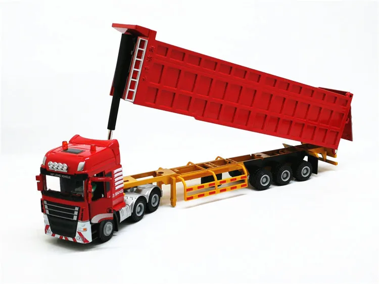 1: 50 Inžinierstva Kontajner Truck Model Zliatiny Semi-trailer Dump Truck Kovové Cargo Logistics Auto Hračky