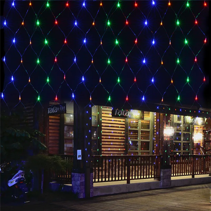1.5mx1.5m 96LED Čistý Oka Víla web String Svetlo ligotať lampy, Osvetlenie Vianoce Vianoce Svadobný Veniec Party Decor 4 farebné vybrať