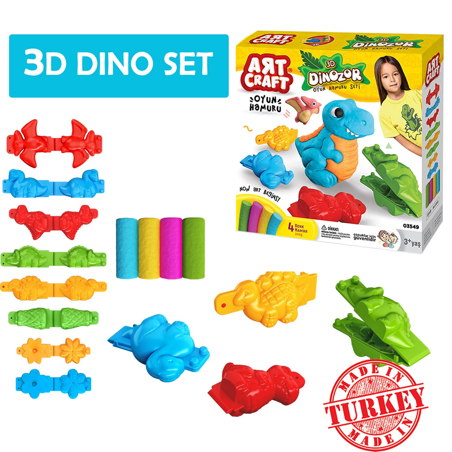 1 alebo 2 Sady Jednorožec, 3D Dino, vafle Deti Farebné Play Doh Zábava Montessori Výchovy Zručnosti netoxický Plast Vyrobený v Turecku