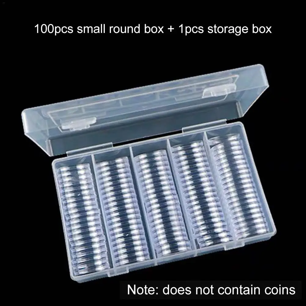 100 ks 25 mm Plastové Mince Kapsule Kontajner s Úložný Box a Penové Tesnenie na Mince Zberu Mince Displej Prípade Organizátor