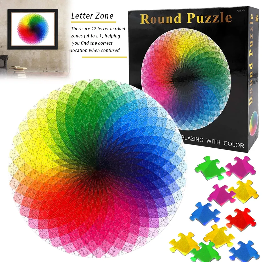 1000 Ks Skladačka Rainbow Okrúhle papierové Puzzle, Hračky pre Dospelých Deti DIY Vzdelávania odbúranie Stresu Hračky Puzzle