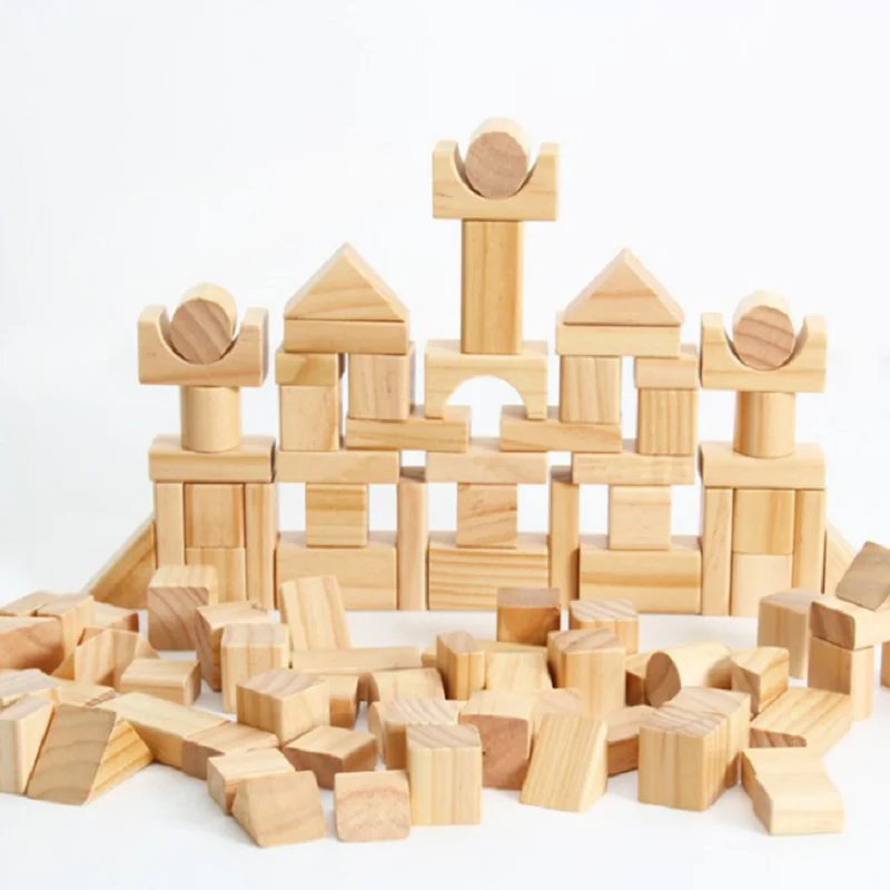 100ks Drevené Montessori Materiál, Stavebné prvky Montessori Vzdelávania v Ranom Detstve Predškolského Zmyslové Hračka pre Deti, H1746F