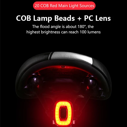 100L Zliatiny Požičovňa Chvost Zadné Svetlo Smart Indukčné IP65 Vodeodolný USB Cyklistické zadné svetlo na Bicykel COB LED Svetlá Bike Príslušenstvo