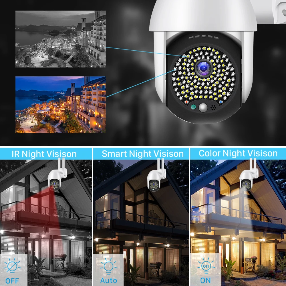 1080P PTZ IP Kamera Wifi Vonkajšie 122 LED Super Nočné Videnie Auto Tracking 2MP Bezpečnostné CCTV Kamera, 4X Digitálny Zoom, Audio Fotoaparát