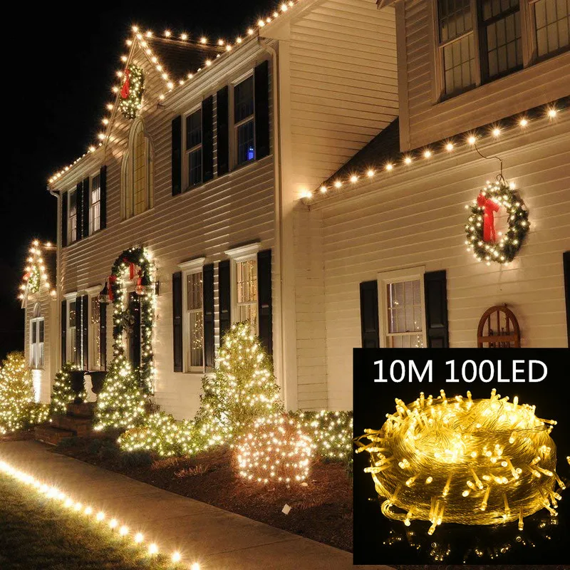 10M 100Led String Svetlá Garland Vianočný Stromček Víla Svetlo Luce Nepremokavé Domácej Záhrade Nový Rok Vonkajšie Dovolenku Dekorácie.