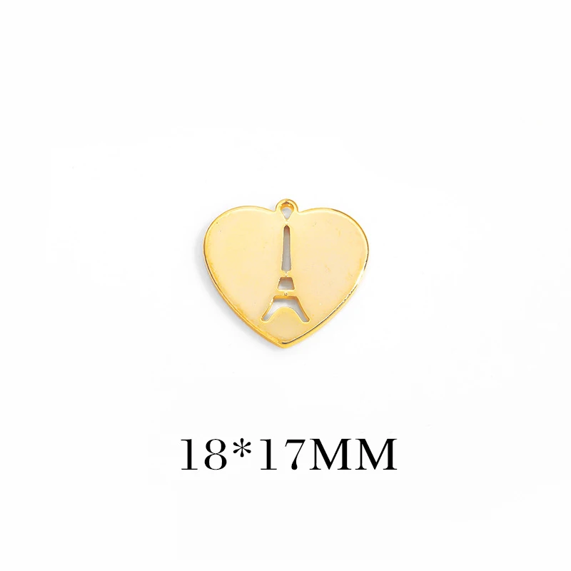10PCS 18x17MM 24K Gold Farbe Mosadze s Eiffelova Veža Srdcom Charms Prívesky Vysokej Kvality Diy Šperky Zistenia Príslušenstvo