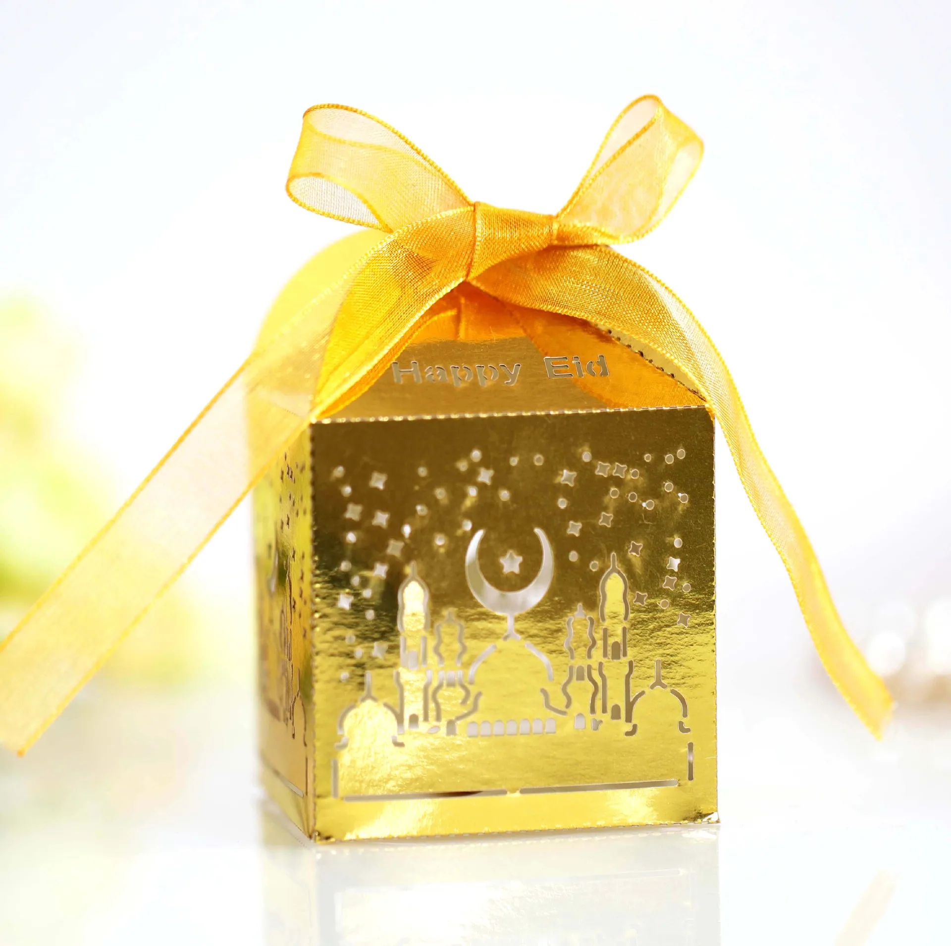 10pcs Eid Mubarak Candy Box Prospech DIY Papierové Darčekové krabičky Šťastný Islamskej Moslimských al-Fitr Eid Ramadánu Dekor Strana navrhne EI09