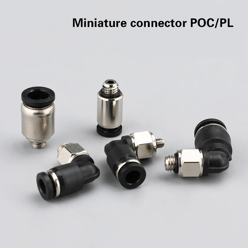 10PCS miniatúrne Pneumatické trachey rýchle zapojte konektor POC4-M5C/PL6-M5C/POC4-M3C/PL6-M3C/PL4-M3C/PL4-M5C Pneumatických Komponentov
