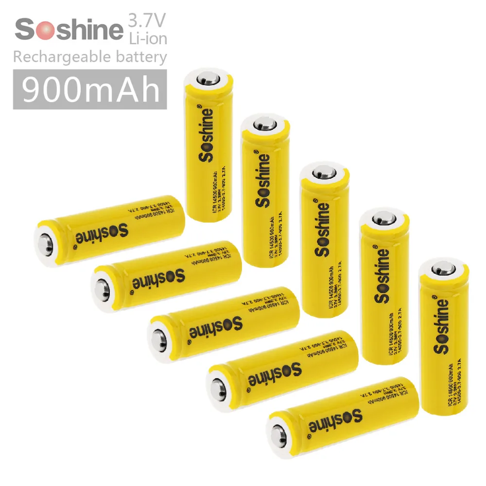 10pcs/set Soshine 3,7 V ICR 14500 900mAh Li-ion Nabíjateľnú Batériu, + 5 ks Prenosný batériový Box na Baterky Vysokej Kvality