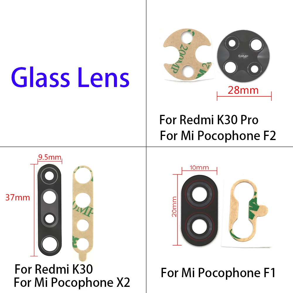 10Pcs/Veľa,Zadný Zadný Fotoaparát Sklenený Kryt Objektívu Pre Xiao Redmi K30 / K30 Pro / Poco X2 / Poco Pocophone F2 Pro F1 S Lepidlo