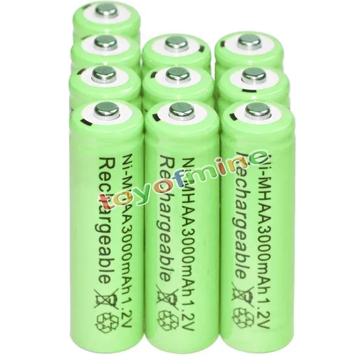 10x batéria AA batérie Väčšinu Nikel-Hydridové Nabíjateľné NI-MH 3000mAh 1.2 V, Zelená