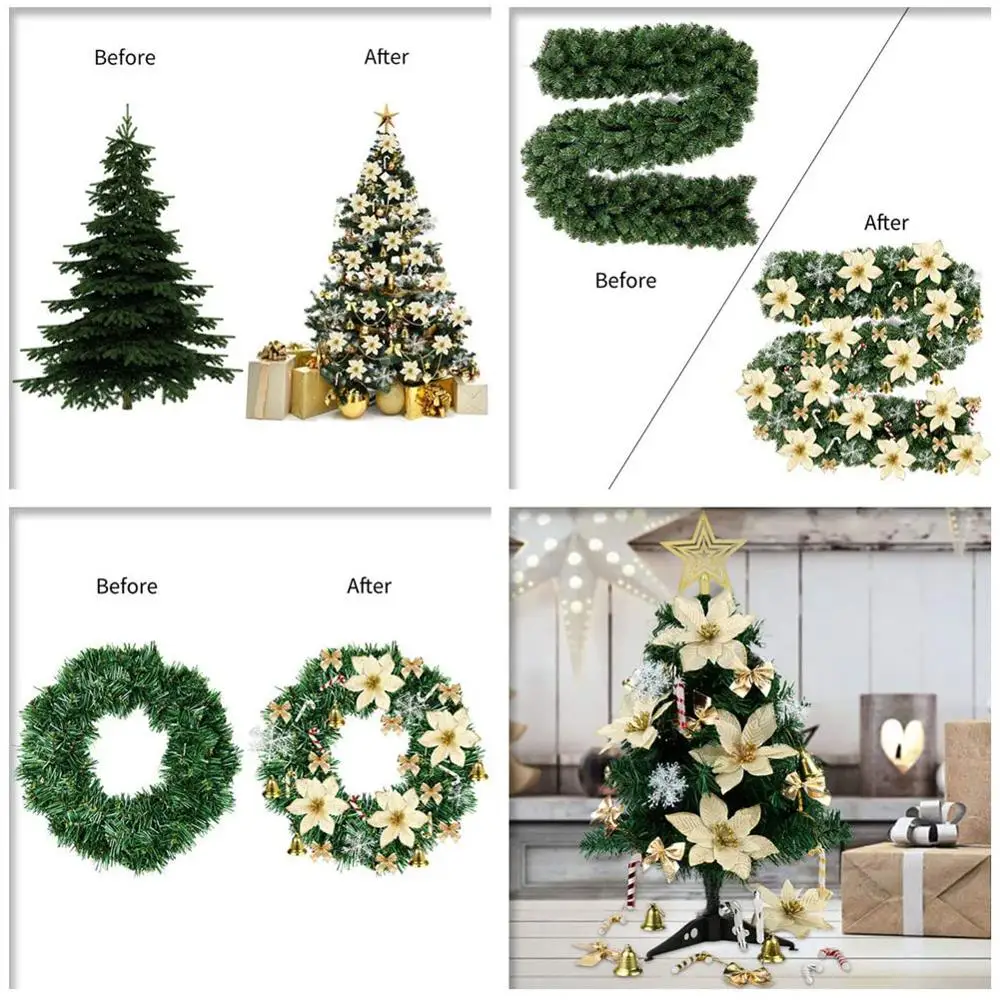 120 Ks Lesk Umelé Kvety Pre Vianočný Strom Dekorácie DIY Vianočné Ozdoby Domov Svadobné Xmas Party Dekorácie