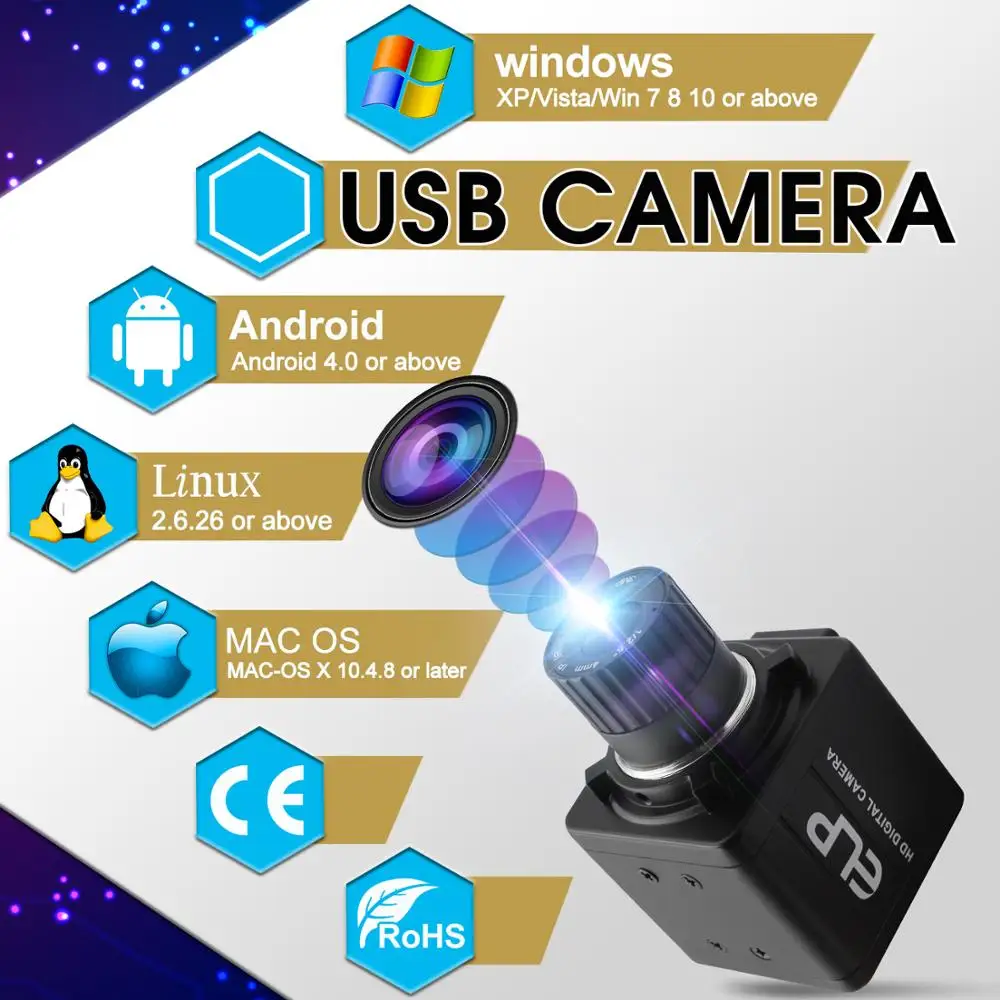 13MP USB Fotoaparát Príručka 4/6/8 mm Objektív, CS Bezpečnostné CCTV Kamera mini PC Cam Kamera, Fotoaparát, Priemyselné pre skenovanie, nahrávanie videa