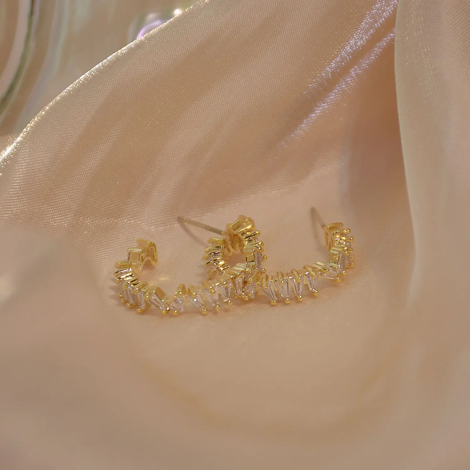 14K Skutočné Zlato Geometrické Stud Náušnice pre Ženy, Jemné Šperky Jednoduchý Štýl Diamond Náušnice