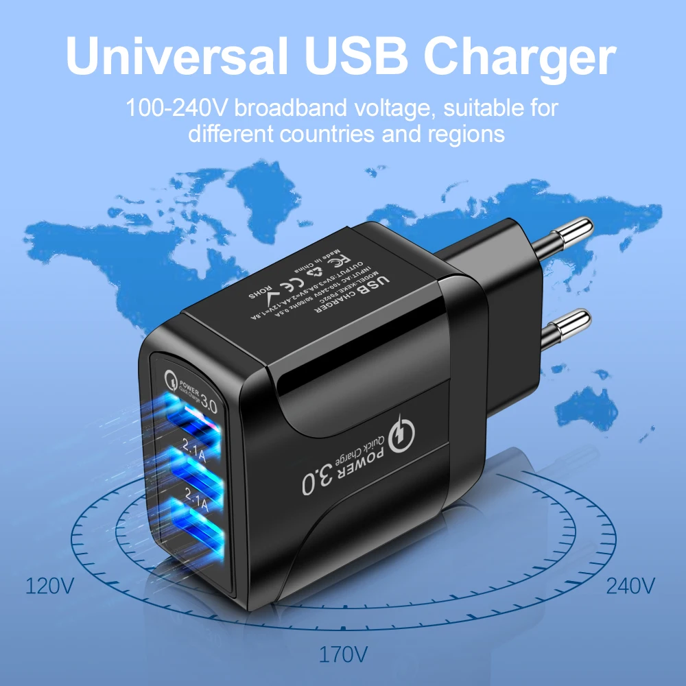 18W Rýchlu Nabíjačku 3.0 USB Nabíjačka Pre iphone 12 Pro Samsung Tablet EÚ a USA, UK, Zapojte Stenu Mobilný Telefón, Nabíjačku Adaptér Rýchle Nabíjanie