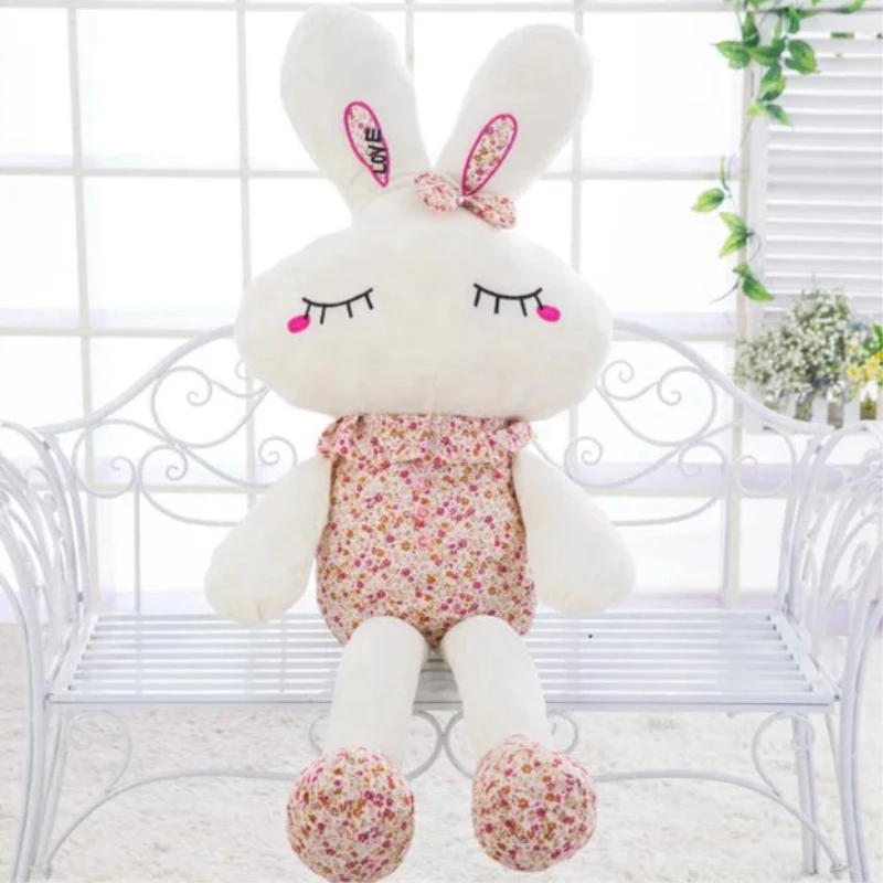 1pc 50-145 cm Roztomilý Oblečenie šaty Kvetinový Králik Plyšové Hračky Bunny Plnené Bábiky Deti Hračky Dieťa Upokojiť Narodeninám