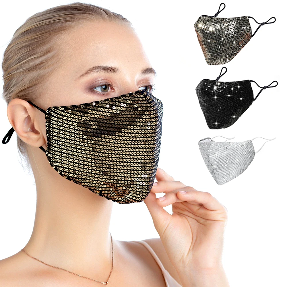 1Pcs Unisex Sequin Tvár, Ústa Maska Vonkajšie Strany PM2.5 Proti Prachu Zahŕňa Sexy Bavlna Umývateľný Opakovane Ochrannú Masku Proti Prachu