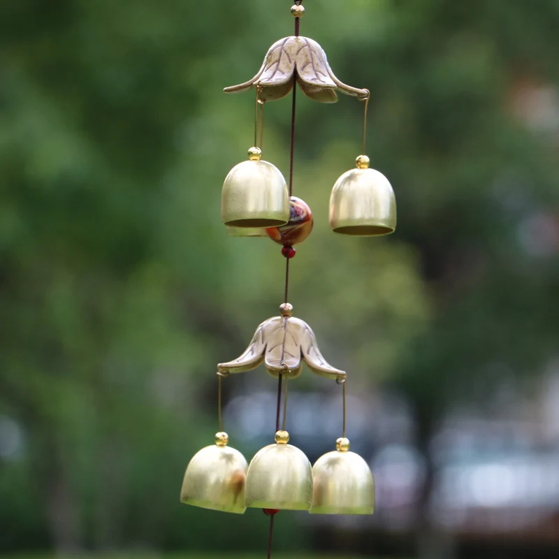 1PCS Vintage Vonkajší obytný Dvore, Záhrade 6 Zvony Medi zvonkohry, Fengshui Domov Závesné Dekorácie