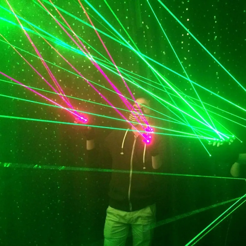 1Pcs Červený Zelený Laser Rukavice Tanec Fáze Show Fáze Rukavice Svetla S 4/7 ks Lasery a LED Palm Svetlo Pre DJ Club/Party/Tyče