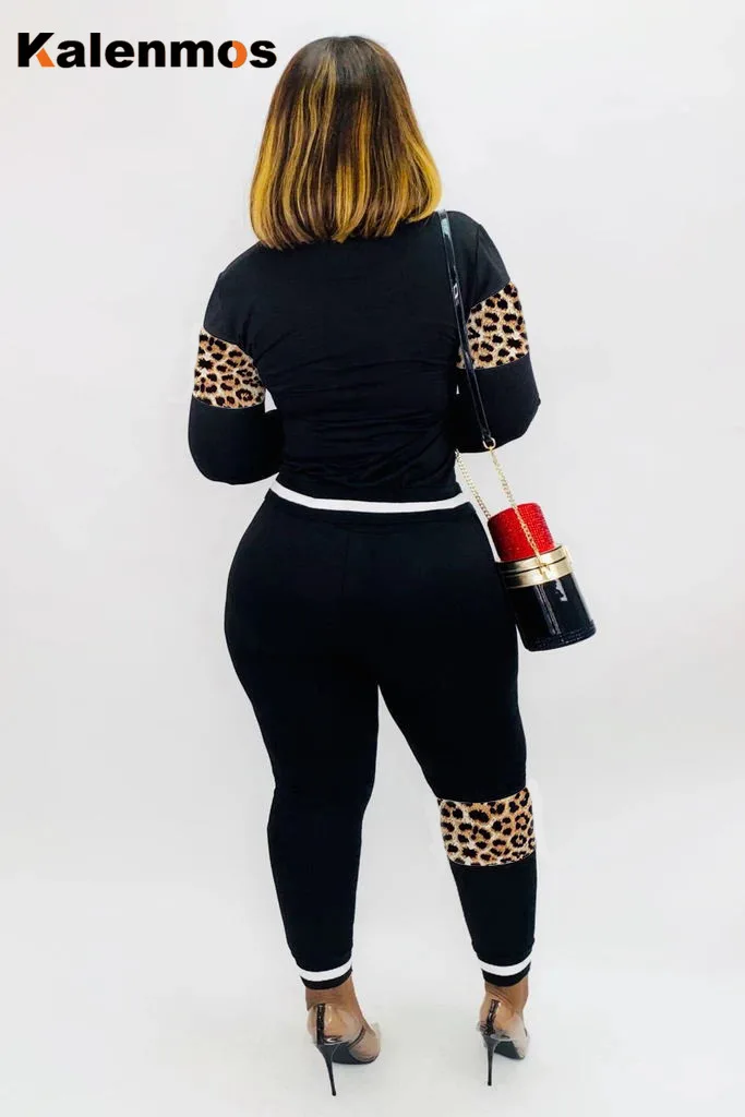 2 Dielna Sada Dlhé Nohavice Patria Mikina Nohavice, Športové Oblečenie, Jogging Vyhovovali Ropa De Mujer Plus Veľkosť Sexy Leopard Tepláková Súprava Ženy