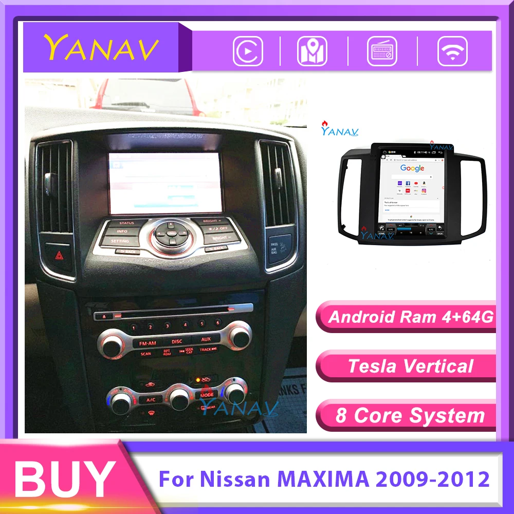 2 Din Systém Android GPS Navigácia, autorádio Stereo Prijímač Pre Nissan MAXIMA 2009-2012 Multimediálne DVD Prehrávač Tesla Štýl