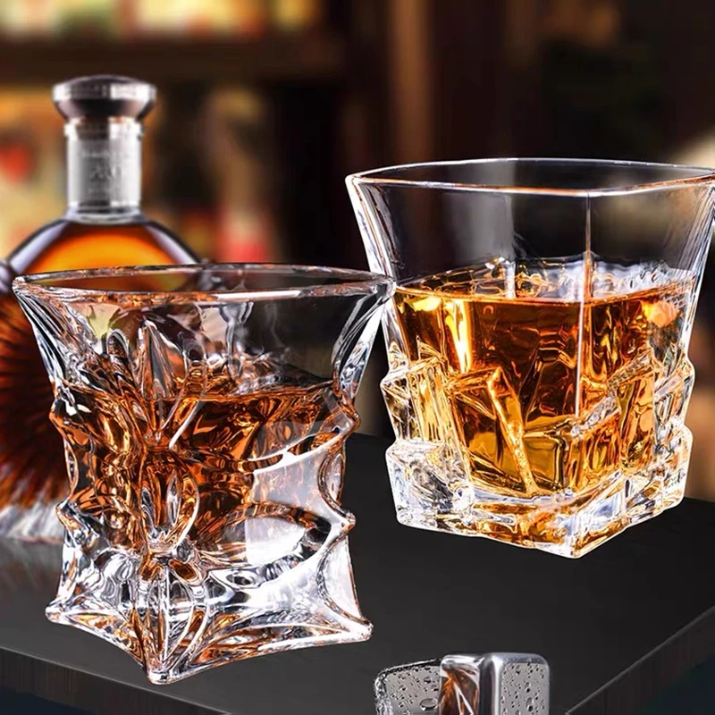 2 ks Pohárov na Whisky Vodka Cup 300 ml Vyryté Diamond Crystal Duchov Sklenené Poháre Hotelovej Reštaurácii Vody Okuliare Barware