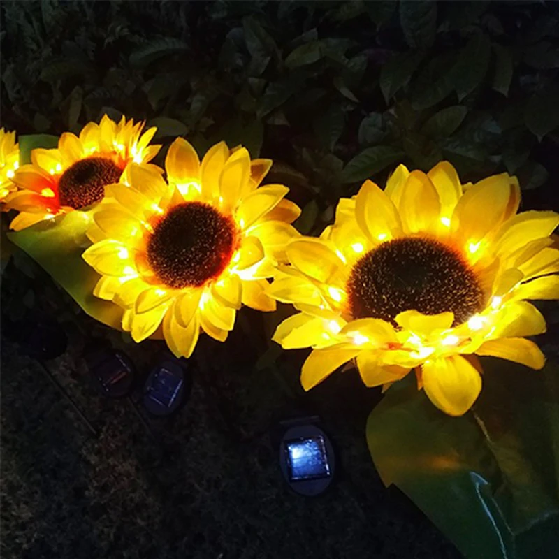 2 ks Slnečnice Štýl Slnečné Svetlo LED Trávnik pre Outdoor Záhrada, Dvor, Vonkajšie Záhradné Silný Slnečnice Solárne Lampy, Nočné Svetlo