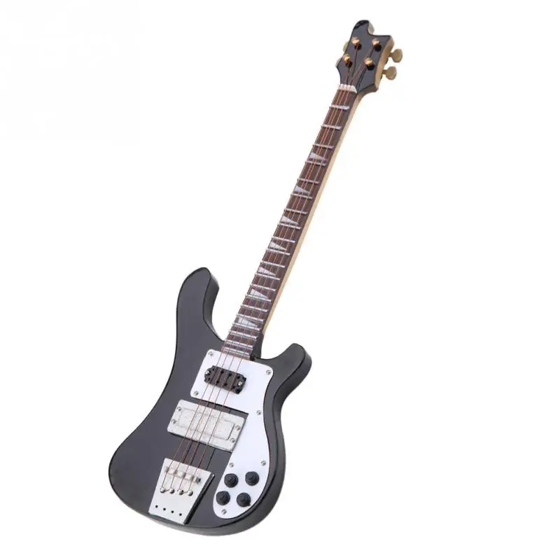 20 cm Čierna Miniatúrne Basová Gitara Replika so Stojanom a Case Nástroja Model Ozdoby Darček Pre Home Decor