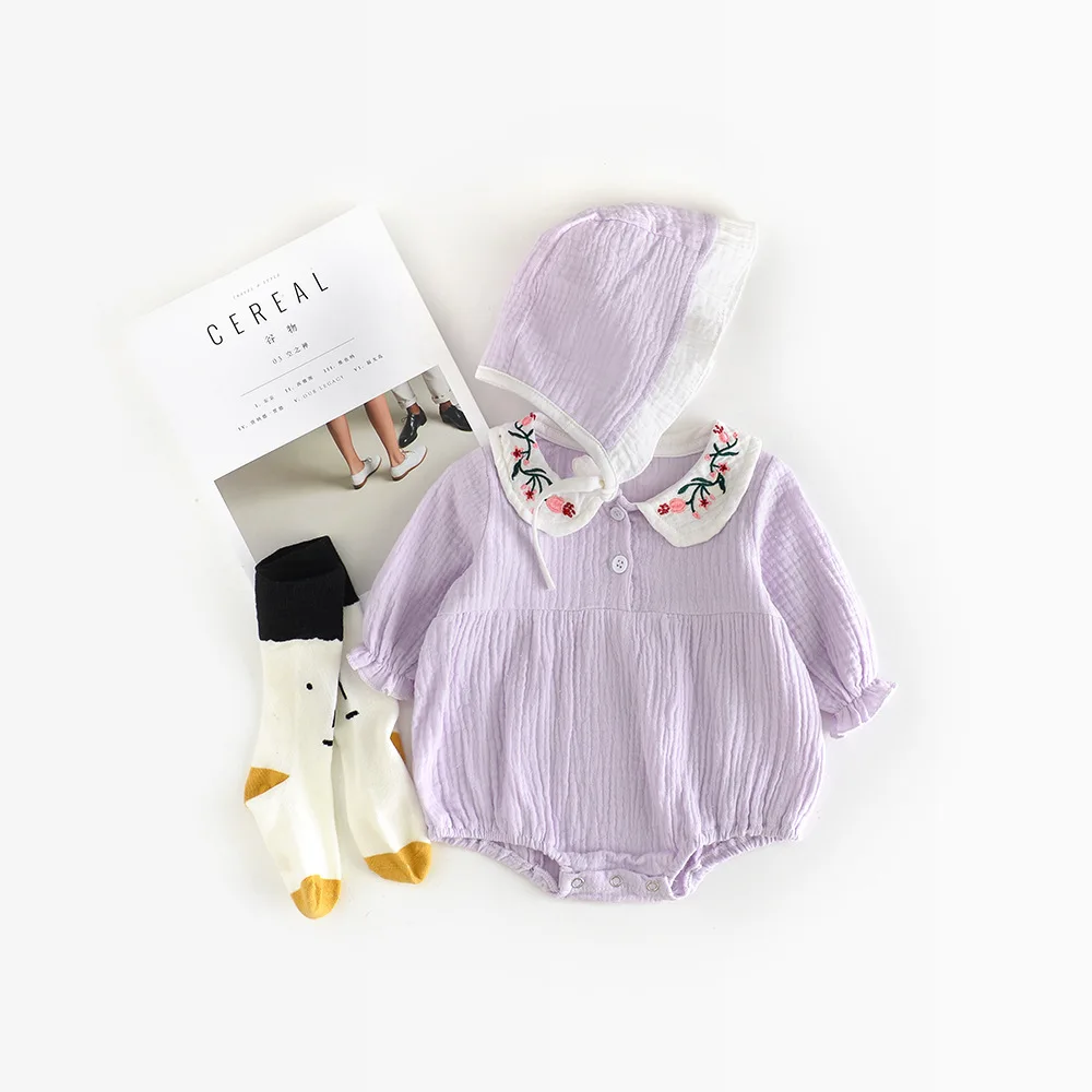 2018 nové detské potápačské bavlna výšivky na jar a na jeseň romper baby girl šaty
