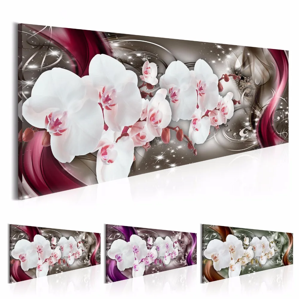 2019 Abstraktné Diamond Orchidea, Kvet Dizajn Plátno Tlačiť Wall Art Moderné Domáce Dekorácie Vyberte si Farbu a Veľkosť (Bez Rámu)