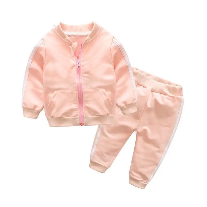 2019 jesenné módne dieťa dievča oblečenie bavlna, dlhý rukáv pevné zips bunda+nohavice 2ks bebes tepláky detské oblečenie set sa chlapec