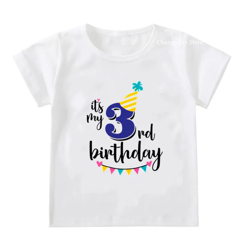2020 Happy Birthday Deti T-shirt pre Chlapcov, Dievčatá, Krátky Rukáv Batoľa Detský Party Oblečenie pre 1 2 3 4 5 6 7 8 Rokov Dieťaťa